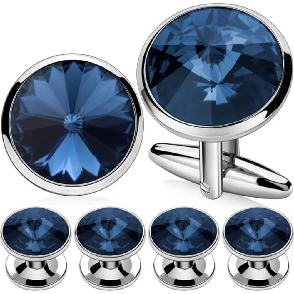 Cufflinks for Men with 4/6 pcs Shirt Studs Set, Gift Box Packed, Mens Jewelry